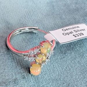 Genuine Opal Silver Ring